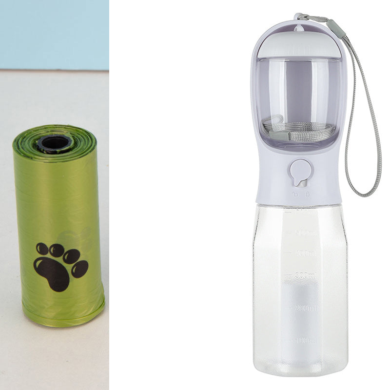 Portable 3-in-1 Pet Water bottle, Food Container & Garbage Roll