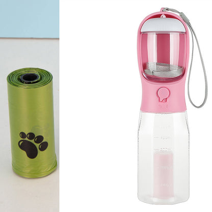 Portable 3-in-1 Pet Water bottle, Food Container & Garbage Roll